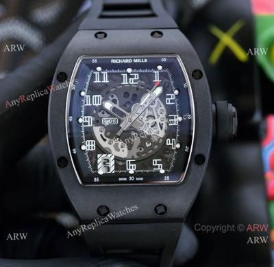 Replica Richard Mille RM 010 So Black Ceramic Arabic Dial Watches